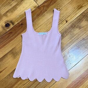 English Factory Light Pink Scallop Hem Ribbed Camisole